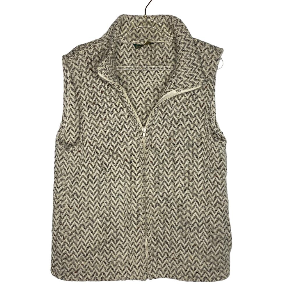 Branigan‎ Weavers Womens Size Medium 100% Wool Vest Zip Up Irish Wool